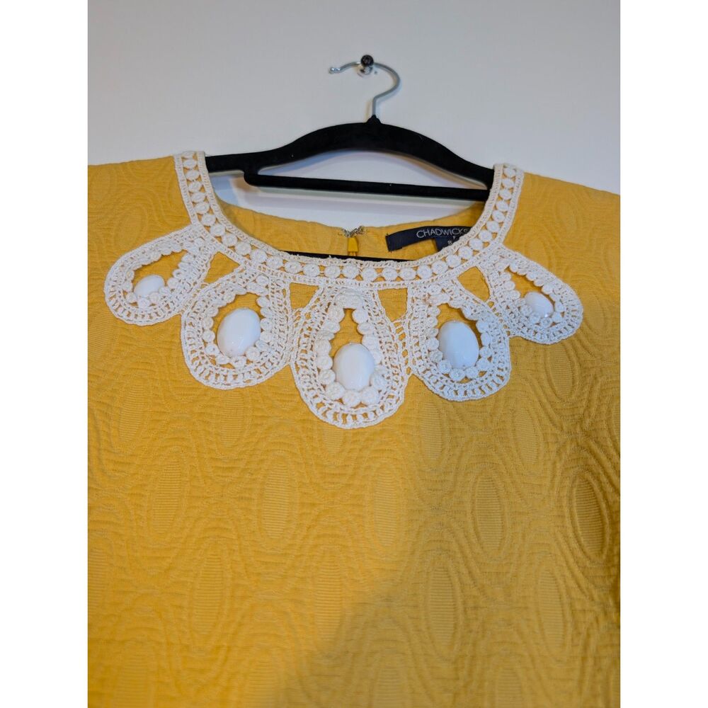Vintage Chadwicks Marigold 2pc Dress Set Size 8 Mod Cottagecore Old Money 60s - Picture 12 of 14